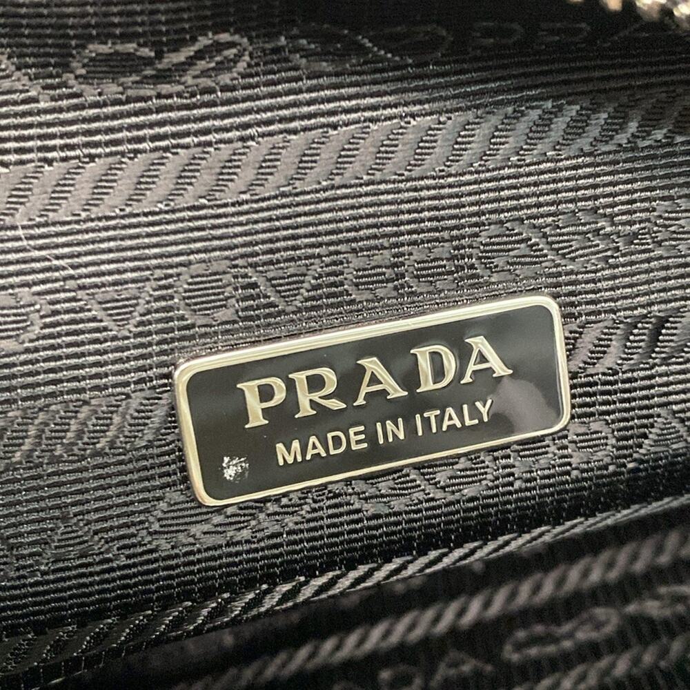 Prada Terry Triangle Handbag 1NE043 Black White Chemical Fiber - Picture 9 of 15